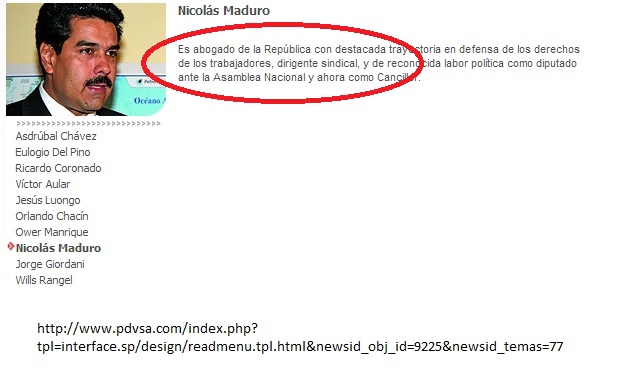 Nicolás Maduro sería “abogado de la República” según Pdvsa (fotodetalle)