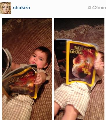 El hijo de Shakira “lee” la revista National Geographic (Foto)