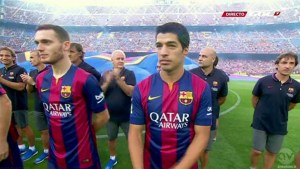 El nombre de Luis Suárez retumbó por primera vez en las gradas del Camp Nou
