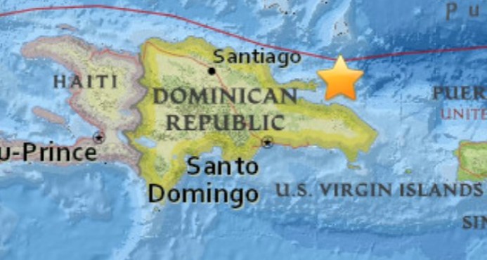 Temblor de 4,8 grados tuvo lugar al este de la República Dominicana