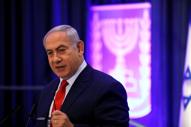 Israeli Prime Minister Benjamin Netanyahu speaks at the 2nd International Conference on Digital Diplomacy, in Jerusalem December 7, 2017. REUTERS/Ronen Zvulun
