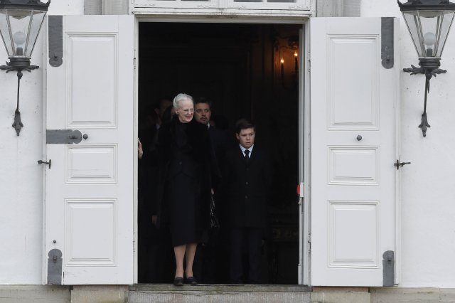 Queen Margrethe of Denmark is seen as Prince Henrik's casket is moved from Fredensborg Palace to Amalienborg Palace, in Fredensborg, Denmark, February 15, 2018. Ritzau Scanpix Denmark/Liselotte Sabroe via REUTERS ATTENTION EDITORS - THIS IMAGE WAS PROVIDED BY A THIRD PARTY. DENMARK OUT. NO COMMERCIAL OR EDITORIAL SALES IN DENMARK.