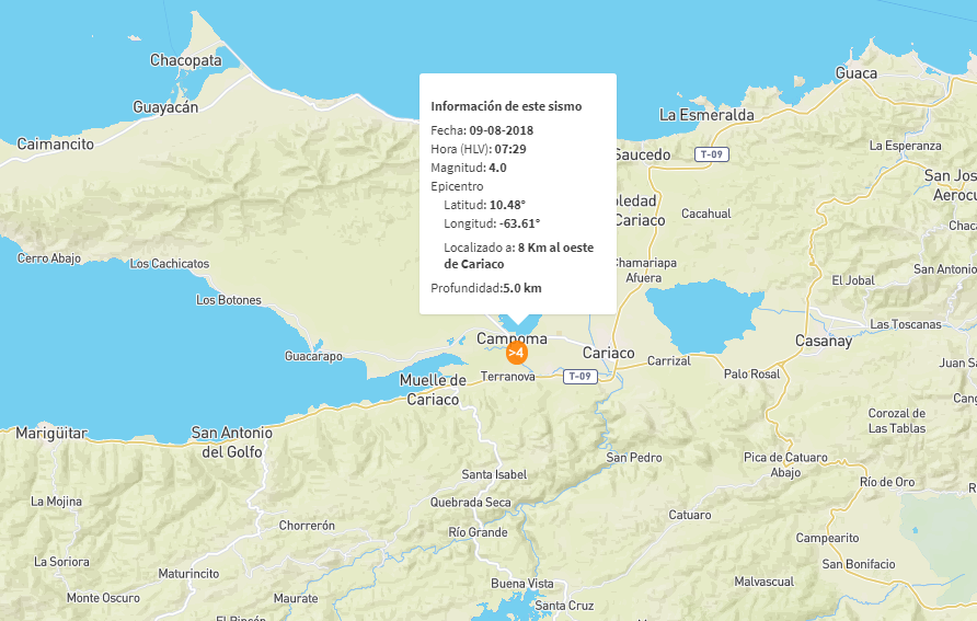 Un sismo de magnitud 4 sacudió Cariaco