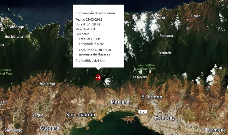 Sismo de magnitud 3.4 al noroeste de Maracay este #5Mar