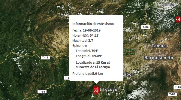Sismos de magnitud 3.7 y 3.4 se registró en el Tocuyo