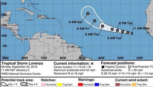 Se forma la tormenta tropical Lorenzo que promete ser un poderoso huracán