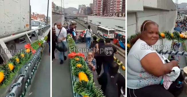 Venezolanos decoraron un puente de Lima con arreglos navideños (Video)