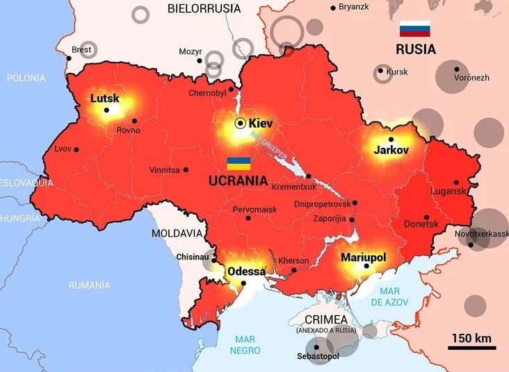 Estas son las ciudades ucranianas que fueron atacadas por Rusia (IMAGEN)