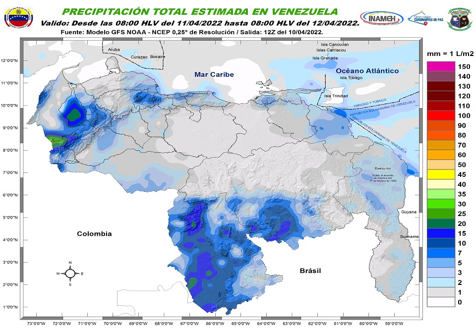 Inameh prevé lluvias y actividad eléctrica en algunos estados de Venezuela #11Abr