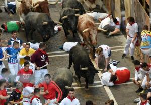 Al menos tres heridos por asta de toro en multitudinario y rápido encierro de San Fermín