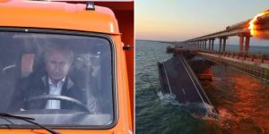 El día que Putin inauguró el puente de Crimea, la “joya” destruida por una explosión este #8Oct