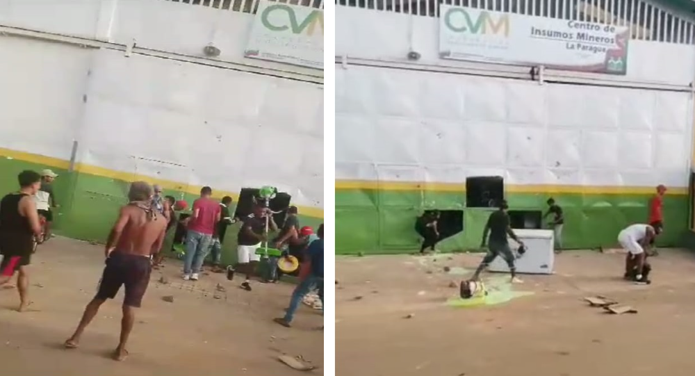 Mineros informales saquearon galpón de la CVM en rechazo a desalojos arbitrarios de la GNB (VIDEO)